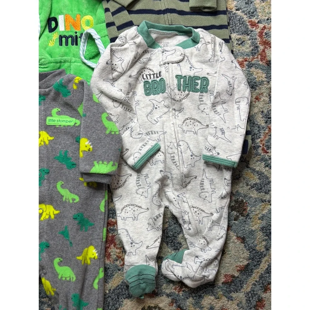 Little Brother Dinosaur Bundle Boys 0-9m Robe NB Sleepers Swaddle Blanket